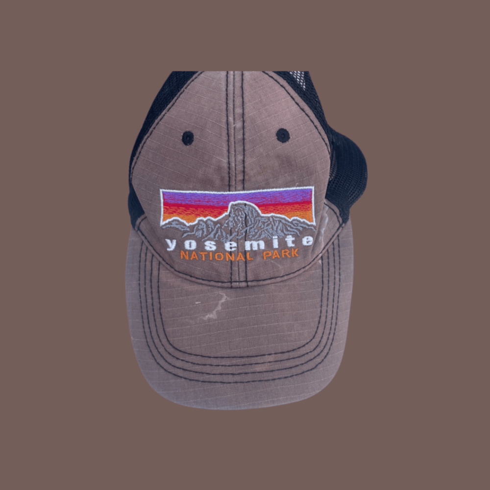 Yosemite Trucker Hat | Brown/Black Mesh Snapback | Vintage Outdoor